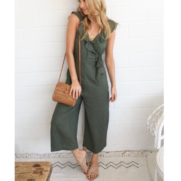 Esther & Co. Pants - Parkway Jumpsuit from Esther & Co. in Khaki